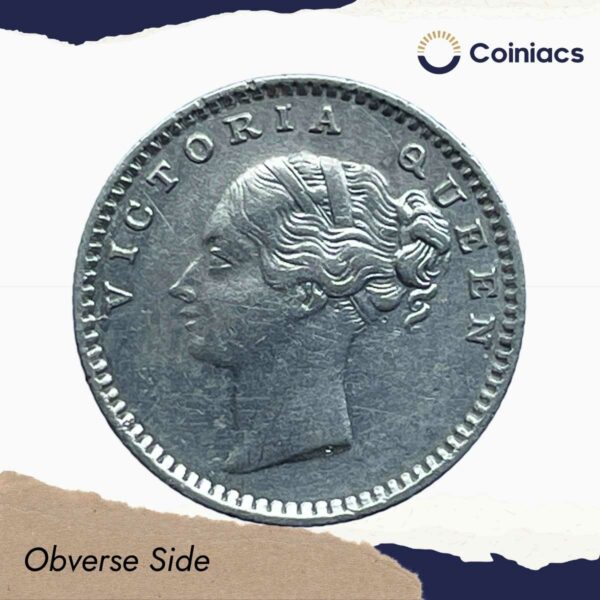 Scarce 1/4 Rupee Victoria Queen Continuous Legend 1840 CE 'S' incused (OBV-A(a), REV-I) 20 Berries Madras Mint Silver Coin, British India Uniform Coinage, Collectible. - Image 2