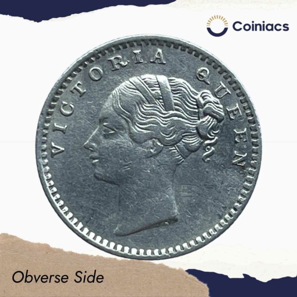 Scarce 1/4 Rupee Victoria Queen Continuous Legend 1840 CE 'S' incused (OBV-A(a), REV-I) 20 Berries Madras Mint Silver Coin, British India Uniform Coinage, Collectible. - Image 2
