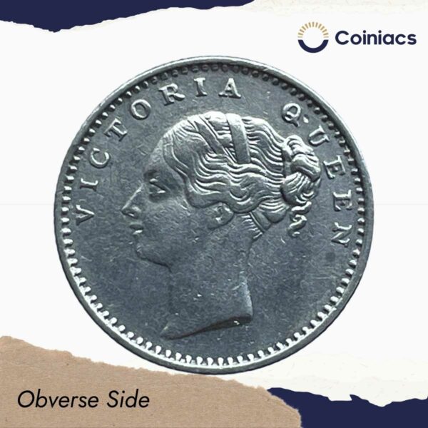 Scarce 1/4 Rupee Victoria Queen Continuous Legend 1840 CE 'S' incused (OBV-A(a), REV-I) 20 Berries Madras Mint Silver Coin, British India Uniform Coinage, Collectible. - Image 2