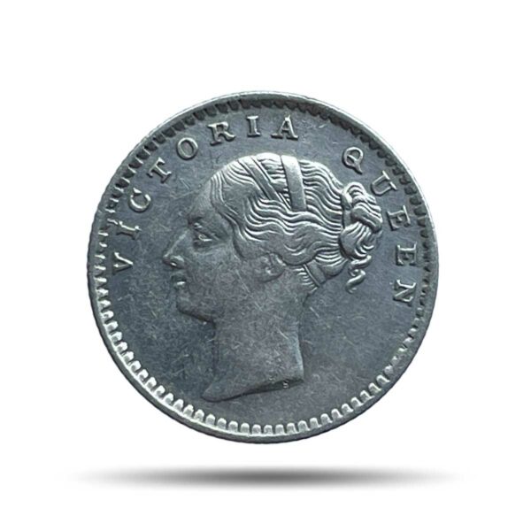 Scarce 1/4 Rupee Victoria Queen Continuous Legend 1840 CE 'S' incused (OBV-A(a), REV-I) 20 Berries Madras Mint Silver Coin, British India Uniform Coinage, Collectible.