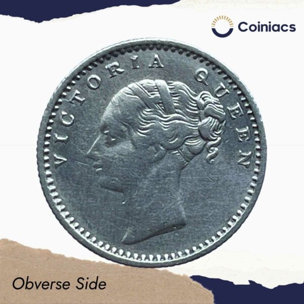 Scarce 1/4 Rupee Victoria Queen Continuous Legend 1840 CE 'S' incused (OBV-A(a), REV-I) 20 Berries Madras Mint Silver Coin, British India Uniform Coinage, Collectible. - Image 2