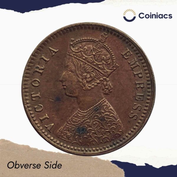 1/12 Anna Victoria Empress 1901 Calcutta Mint Copper Coin, British India Uniform Coinage, Collectible. - Image 2