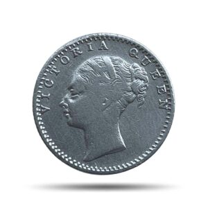 1/4 Rupee Victoria Queen Continuous Legend 1840 CE (OBV-C, REV-II) 34 Berries Silver Coin, British India Uniform Coinage, Collectible.