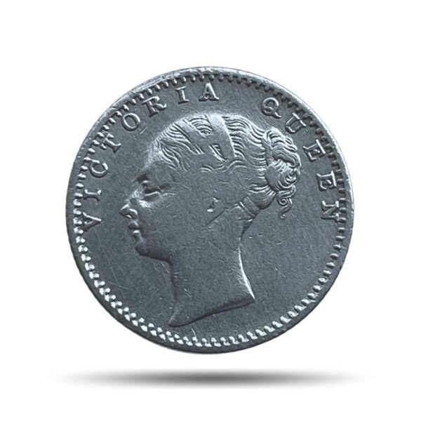 1/4 Rupee Victoria Queen Continuous Legend 1840 CE (OBV-C, REV-II) 34 Berries Silver Coin, British India Uniform Coinage, Collectible.