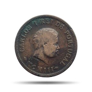 1/2 Tanga Carlos I MCMIII (1903 CE) Copper Coin, Portuguese India, Collectible.
