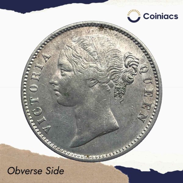 One Rupee Victoria Queen 1840 Divided Legend W.W. Silver Coin, British India Uniform Coinage, XF. - Image 2
