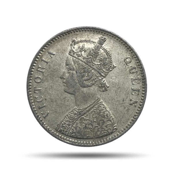 One Rupee Victoria Queen Crowned 1862 '4' Dots Silver Coin, British India Uniform Coinage, Collectible.