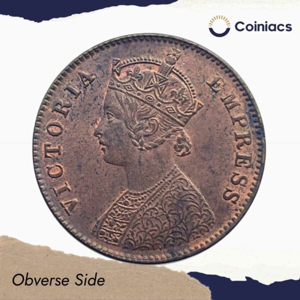 One Quarter Anna Victoria Empress 1899 Calcutta Mint Silver Coin, British India Uniform Coinage, Collectible. - Image 2