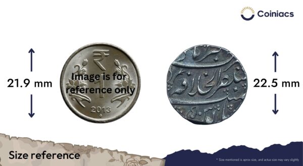 One Rupee Aurangzeb Alamgir (Reign 1658-1707) Akbarabad Mint Silver Coin, Mughal Empire, Collectible. - Image 4