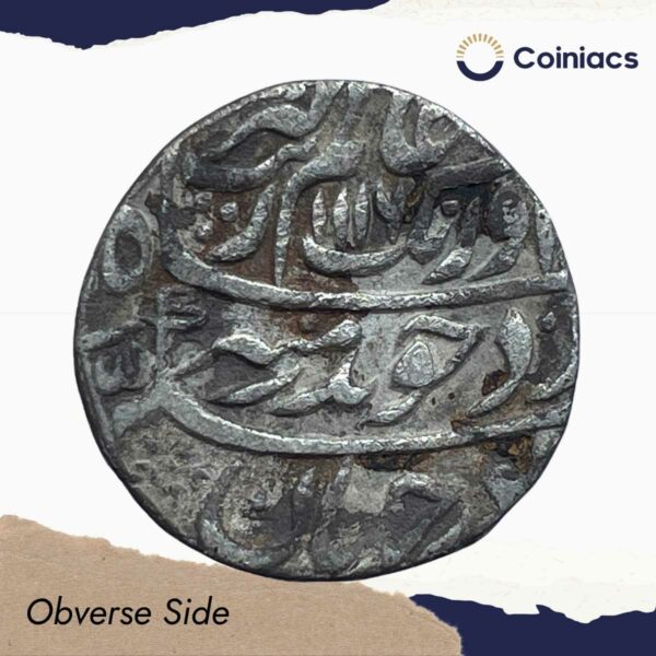 One Rupee Aurangzeb RY 49 1116 AH Itawa Mint Silver Coin, Mughal Empire, Collectible. - Image 2