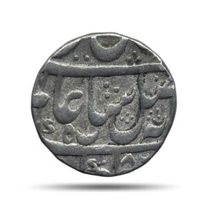 One Rupee Shah Alam II RY 12 1186 AH 4/3 Dots Murshidabad Mint Silver Coin, Bengal Presidency, Collectible.