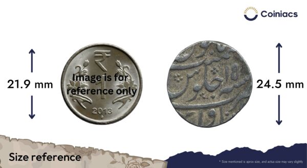 One Rupee Muhammad Shah RY 15 (Reign 1719-1748 CE) Silver coin, Mughal Empire, Collectible. - Image 4