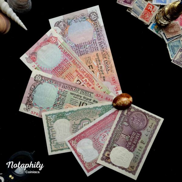 NOTAPHILY Rare Vintage Set of 1,2,5,10,20,50 Rupees (6 Pieces SET) in UNC Condition - Image 3