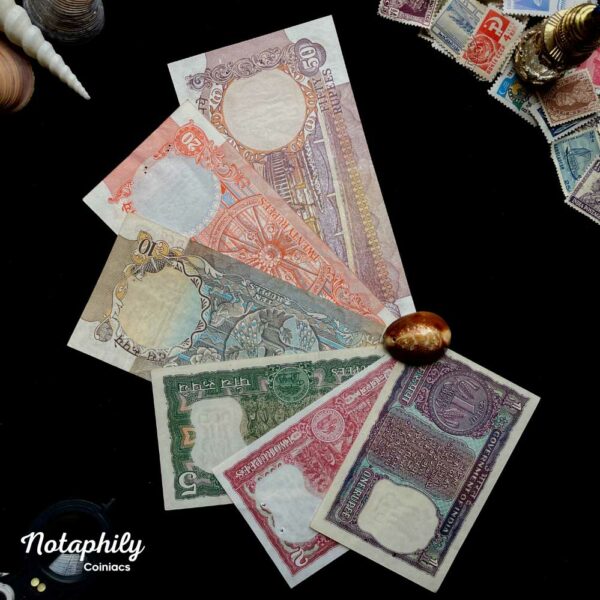 NOTAPHILY Rare Vintage Set of 1,2,5,10,20,50 Rupees (6 Pieces SET) in UNC Condition - Image 2