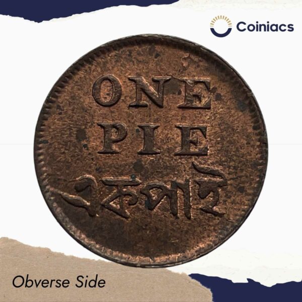 One Pie (Ek Pie) (1831-1835 CE) Calcutta Mint Copper Coin, Bengal Presidency, AU. - Image 2