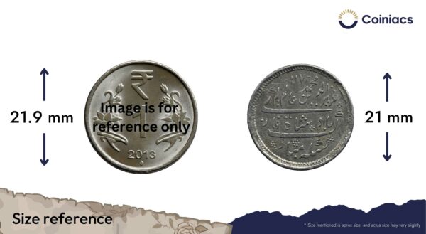 Scarce Half Rupee Alamgir II RY 6 1172 AH (1823-1825 CE)(Rose on Reverse, Struck at Calcutta) Arkot Mint Silver old coin, Madras Presidency, Collectible. - Image 4