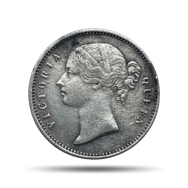 Rare Half Rupee Victoria Queen 1840 CE Divided Legend Silver Coin, British India Uniform Coinage, Collectible.