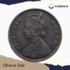 Quarter Anna Victoria Queen 1862 Copper Coin, British India Uniform Coinage, Collectible. - Image 2