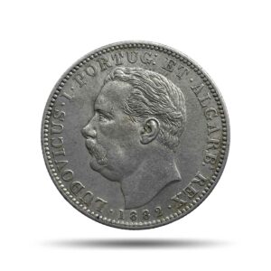 Uma Rupia (1 Rupia) Luiz I 1882 CE Silver coin, Portuguese India (India Portugueza), XF