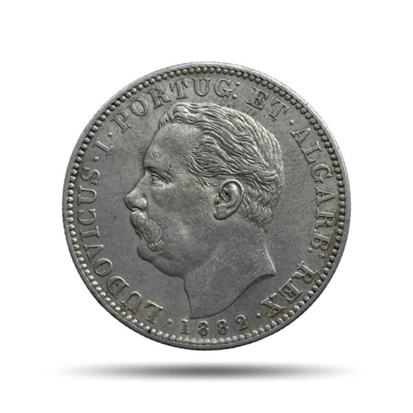 Uma Rupia (1 Rupia) Luiz I 1882 CE Silver coin, Portuguese India (India Portugueza), XF