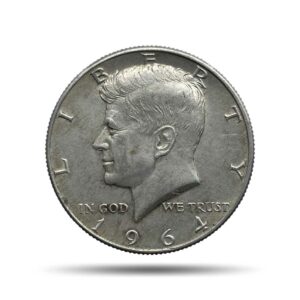 Half Dollar (Kennedy Half Dollar) 1964 United States Mint of Denver Silver Coin, United States of America, Collectible.