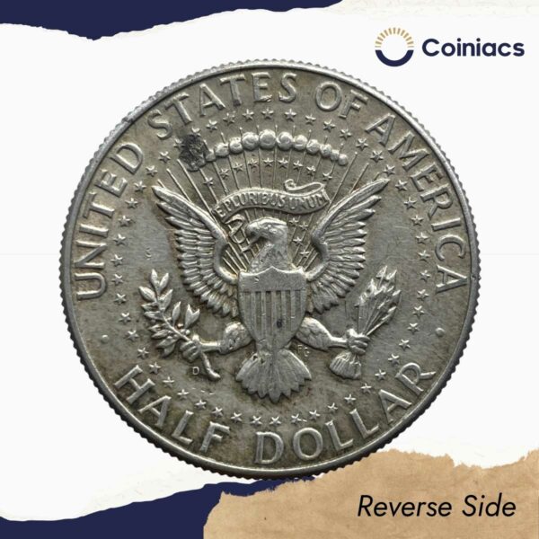 Half Dollar (Kennedy Half Dollar) 1964 United States Mint of Denver Silver Coin, United States of America, Collectible. - Image 3