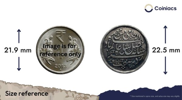 Half Rupee Shah Alam II RY 19 (1831-35 CE) Murshidabad Mint Silver coin, Bengal Presidency, Collectible. - Image 4