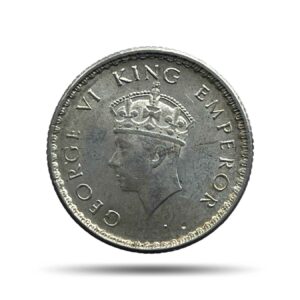 Scarce 1/4 Rupee George VI King Emperor 1939 Calcutta Mint Silver Coin, British India Uniform Coinage, UNC.