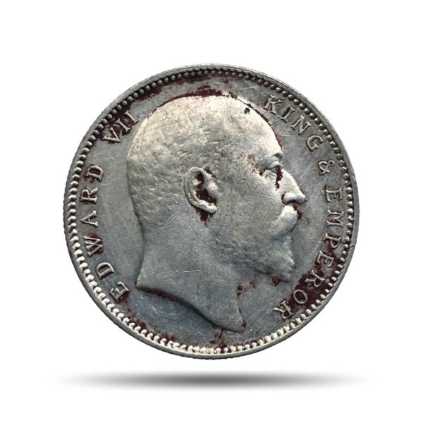 One Rupee Edward VII King & Emperor 1905 CE Bombay Mint Silver Coin, British India Uniform Coinage, XF.