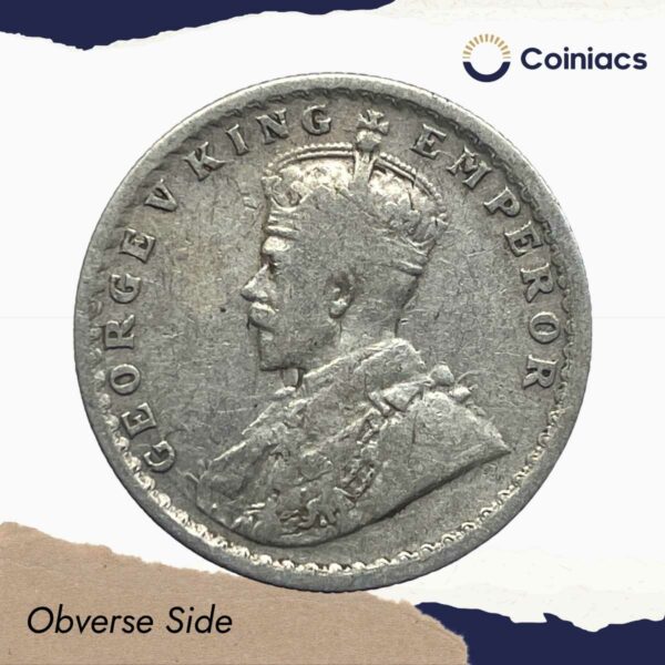 Scarce Half Rupee George V King Emperor 1930 (Key Date) Calcutta Mint Silver Coin, British India Uniform Coinage, Collectible. - Image 2