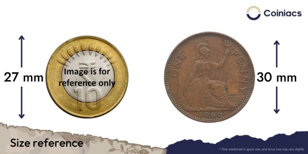 One Penny Elizabeth II 1966 Bronze Coin, United Kingdom, Collectible. - Image 4